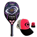 RAQUETE BEACH TENNIS VISION GOLD CARBON TITANIUM 2025 + BONÉ EXCLUSIVO FELIPE LOCH