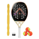 Raquete Beach Tennis Skagen 3K Offwhite e Marrom Alma Genius + KIT UPGRADE