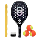 Raquete de Beach Tennis Joog Majestic KVL Pro Kevlar EVA Pro - Preto/Prata + KIT UP