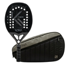Raquete Beach Tennis Kona Gladiator Steel 2026 + Raqueteira Média Puffer Preto com Chumbo