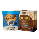 COMBO PASTA DE AMENDOIM LEITINHO + COOKIES LA GANEXA SABOR CACAU COM GOTAS DE CHOCOLATE MEIO AMARGO
