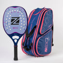 RAQUETE DE BEACH TENNIS ZEIQ PATY DIAS + RAQUETEIRA INSPIRE AZUL ROSA