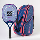 RAQUETE DE BEACH TENNIS ZEIQ PATY DIAS + RAQUETEIRA INSPIRE AZUL ROSA