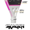 Raquete Beach Tennis Skagen 3K Branca e Rosa Alma Genius + KIT UPGRADE