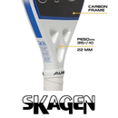 Raquete Beach Tennis Skagen 3K Branca e Azul Alma Genius