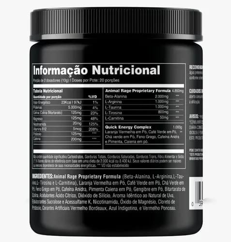 Universal Nutrition Pré treino Animal Rage Xl 221g