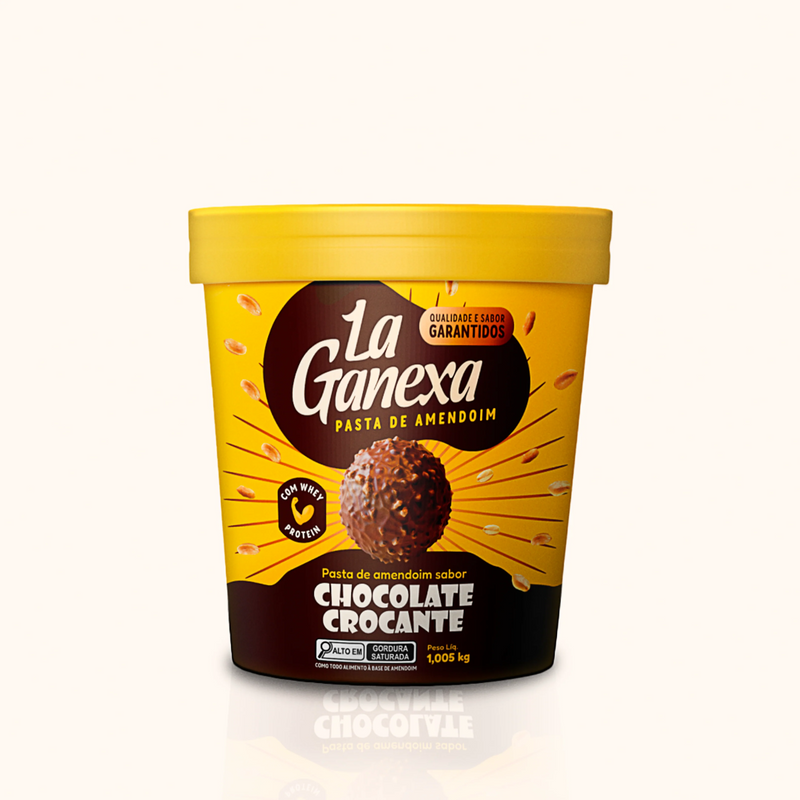 Pasta de Amendoim LA GANEXA Sabor Chocolate ao Leite Crocante - 25% de Proteína