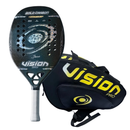 RAQUETE BEACH TENNIS VISION GOLD CARBON TITANIUM 2026 + CAMISA FLY, BONÉ OU RAQUETEIRA