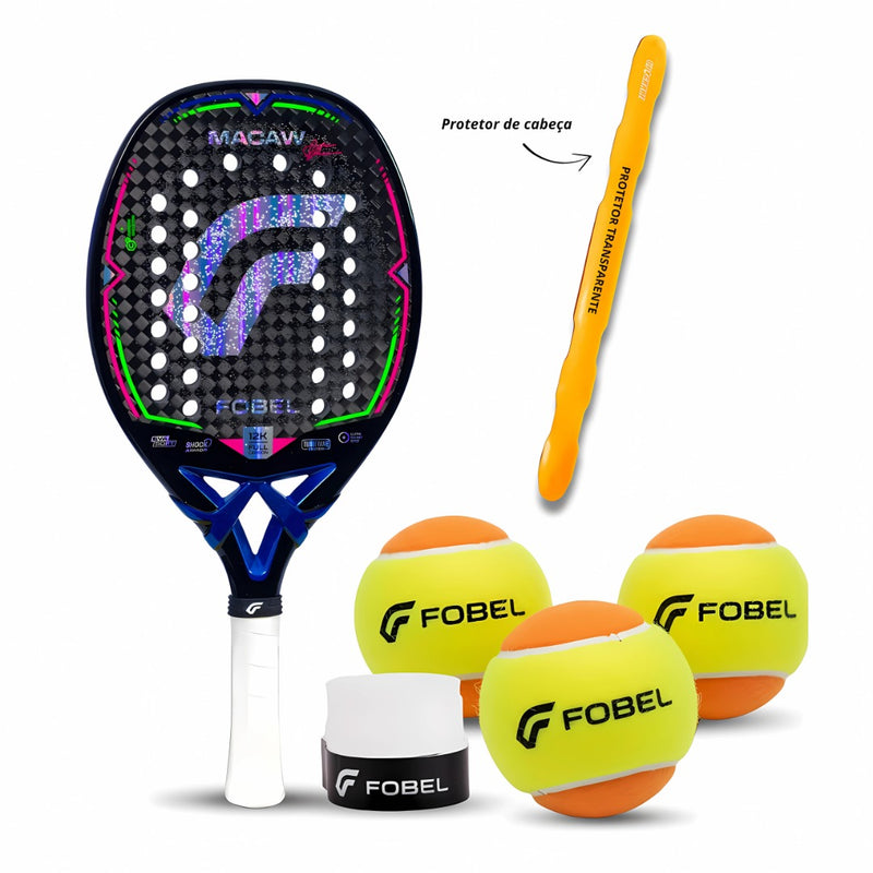 FOBEL MACAW 2025 + BOLAS + PROTETOR DE CABEÇA+OVERGRIP
