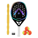 Raquete Beach Tennis Pump 18K Preta e Prata Alma Genius