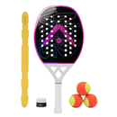 Raquete Beach Tennis Skagen 3K Branca e Rosa Alma Genius + KIT UPGRADE