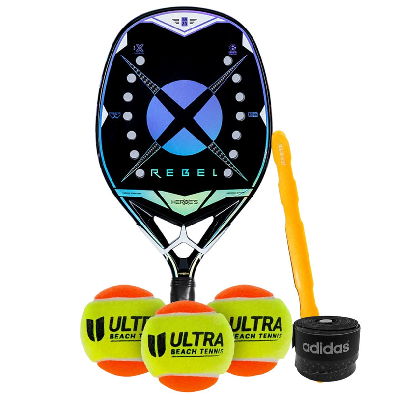 Raquete Beach Tennis Heroe´s Rebel 2023 -  Carbono 3 K + KIT
