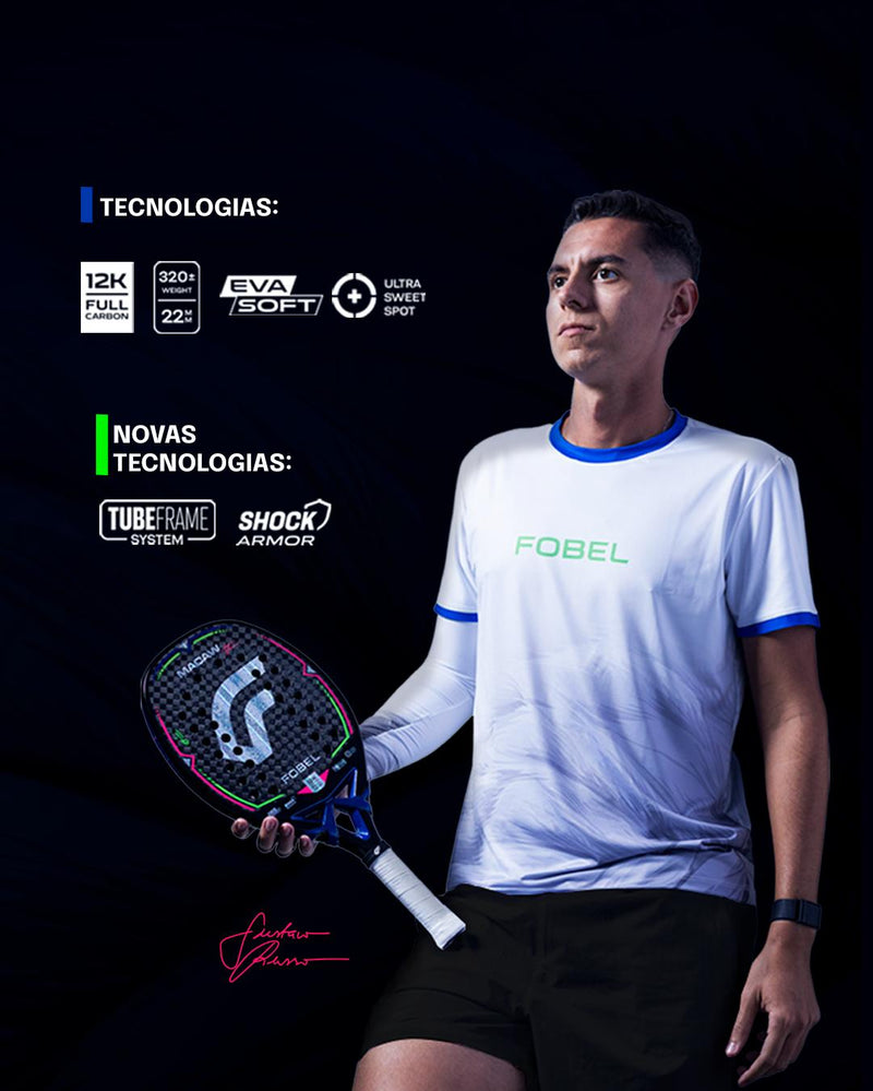 FOBEL MACAW 2025 - NA COMPRA DA RAQUETE RECEBA UM KIT EXCLUSIVO DE CAMISETA + BERMUDA GUSTAVO RUSSO