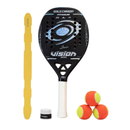 RAQUETE BEACH TENNIS VISION GOLD CARBON TITANIUM 2026 + CAMISA FLY, BONÉ OU RAQUETEIRA
