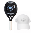 RAQUETE BEACH TENNIS VISION GOLD CARBON TITANIUM 2026 + CAMISA FLY, BONÉ OU RAQUETEIRA