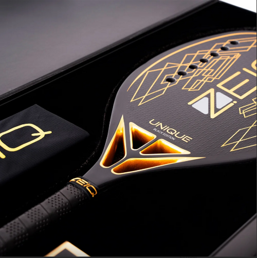 Raquete de Beach Tennis Unique Zeiq Black - 2025 – Carbono 18k + Caixa