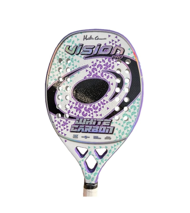 Raquete Beach Tennis Vision White Carbon Pro 2024 + KIT