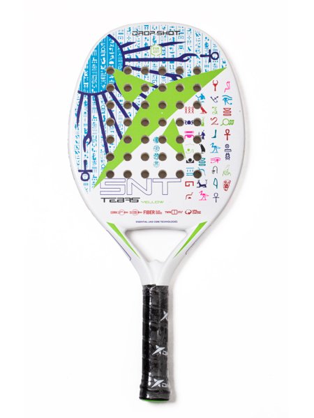 Raquete Beach Tennis Tebas Yellow - Drop Shot +Combo: 3 x Bolas;1 x Overgrip e 1 x Protetor Raquete