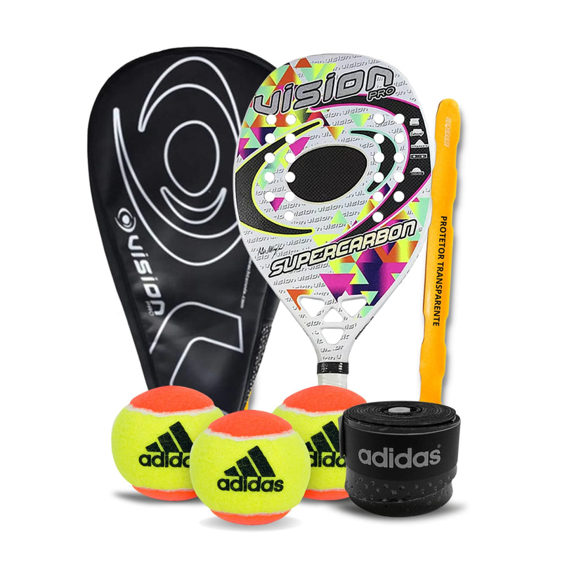 Raquete Beach Tennis Vision Super Carbon - 2023 + Kit