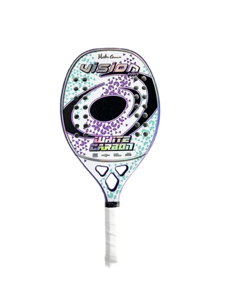 Raquete Beach Tennis Vision White Carbon Pro 2024 + KIT