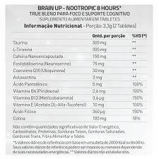 Brain Up Nootropic 8 Hours* 60 Tabletes True Source - Potencializador de Funções Cerebrais