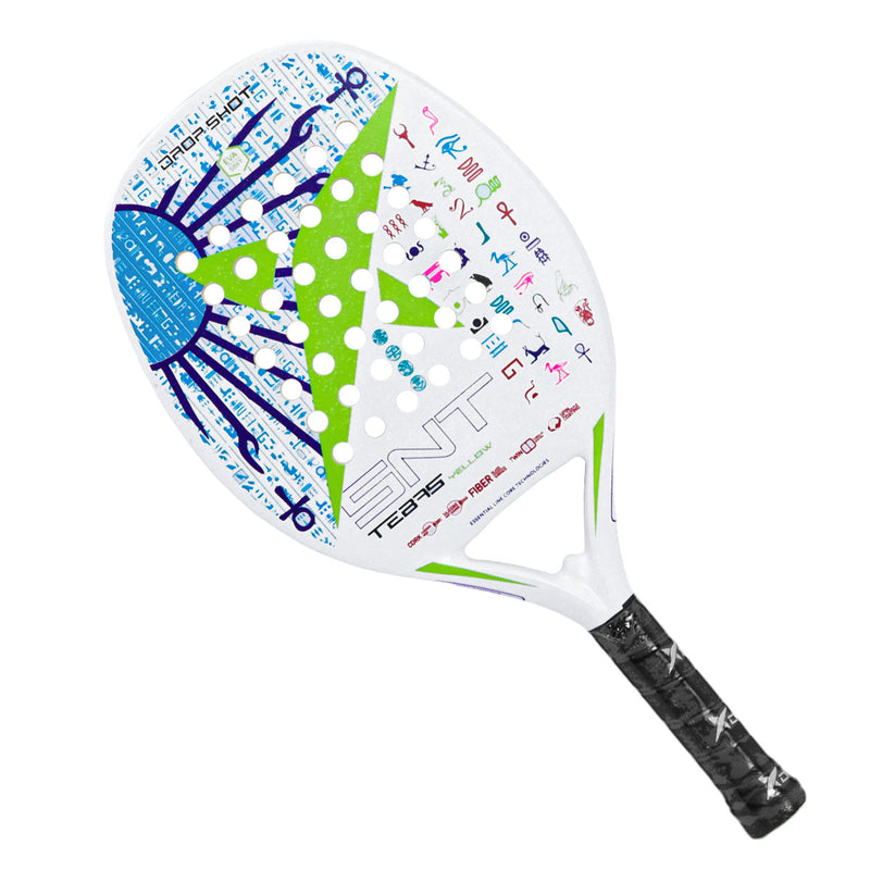 Raquete Beach Tennis Tebas Yellow - Drop Shot +Combo: 3 x Bolas;1 x Overgrip e 1 x Protetor Raquete